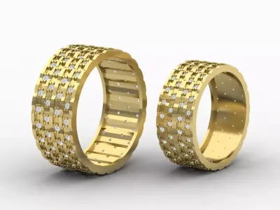 Wedding ring set 03 3D print model