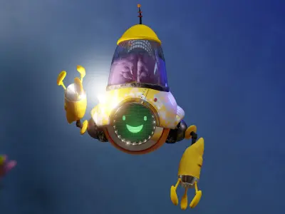 Reboot spaceship flying in sky 3D model