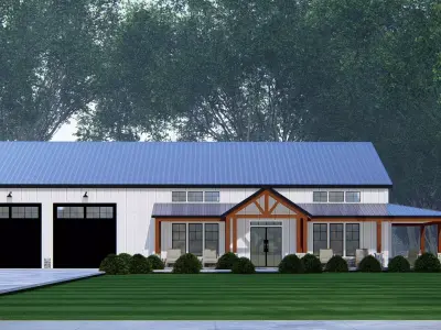 3D Model of Modern Barndominium House Exterior 3D model