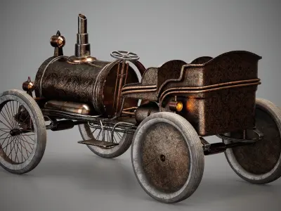 Steampunk Car Vintage Victorian PBR 3D Model  3D model