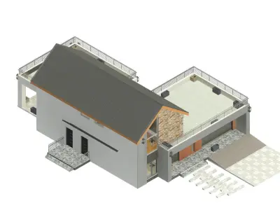 Modern House Plan  Low-poly 3D model purchase