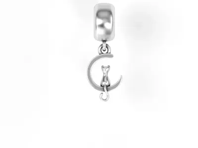  Cat with Moon Charm 3D print model