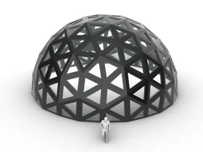 Geodesic Dome with Dynamic Perforations and glass panels 3D model