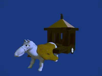 Low-Poly Chariot For Game Engine Low-poly 3D model