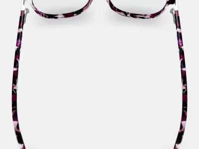 Daisy Eyeglasses in Violet Quartz Crystal with Polished Silver 3D model