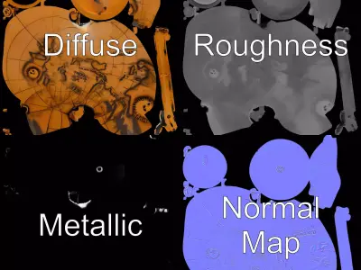 Vintage Brass Globe model pack Low-poly 3D model