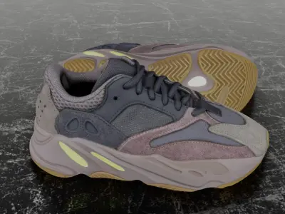 ADIDAS YEEZY 700 MAUVE 3D SHOES Low-poly 3D model