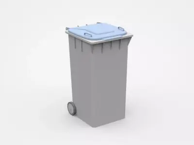 Grey Trash Bin With Two Wheels 3D model