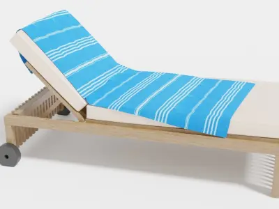 Sun Lounger Elegant Wood 3D model
