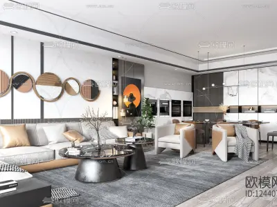 contemporary living room scene 3D model