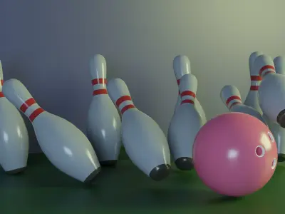 Low Poly Bowling Set pin Low-poly 3D model