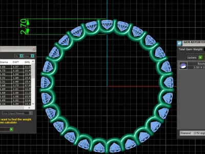 U Shaped Eternity Ring 2 point 5 mm stone size swiss 15 and EU55 3D print model