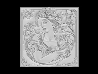 Romantic Woman 3D Relief 3D print model