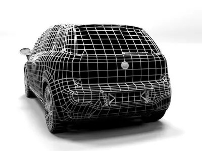 FIAT PUNTO EVO 3DOOR LOWPOLY Low-poly 3D model