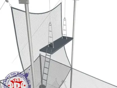 trapeze aerial trampoline 3D model