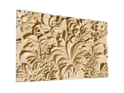 mural flowers decor set wall panel 02 3D model