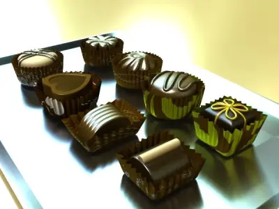 Chocolate Candy Assortment High res 3D model