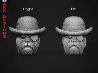 Bulldog gentlemen version 1 Bas relief art for cnc 3D print model