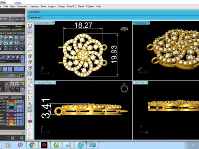 Flower Diamond Bracelet Jewelry  1350 3D print model