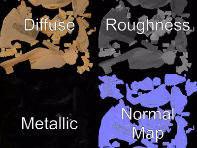 Golden Angelic Statue model pack Low-poly 3D model