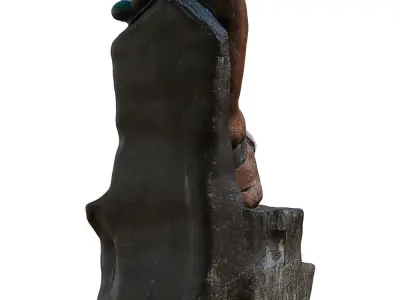 Garden Figurine Gnome Sitting On A Stump 3D model