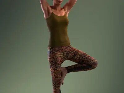 Pre posed south American female 3D model in sports attire doing  3D model