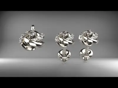 3D model pendant and earrings 05 3D print model