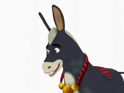 Donkey cartoon wearing scarf 3D model