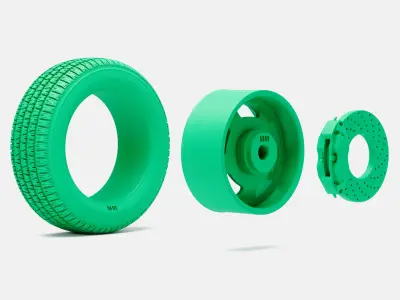 15x7 US Indy Mag Wheel BFGoodrich Radial Tire 3D print model