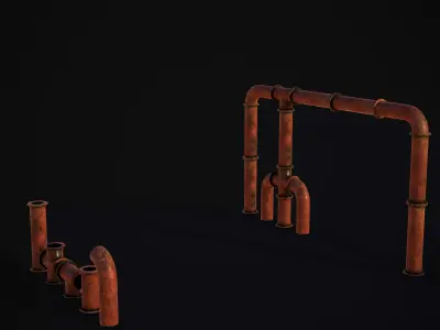 Piping pipes and pipes Low-poly 3D model