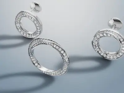 Graff Ring and Earrings gold jewelry set 3D print model C 86 3D print model