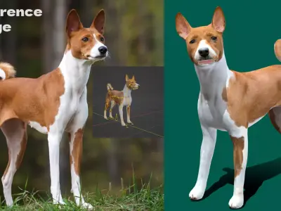 Basenji Dog Low-poly 3D model