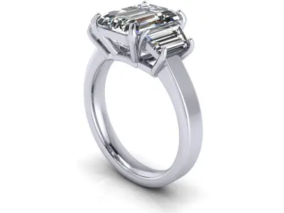 Emerald Single Prong Woman Wedding Rings 3D print model