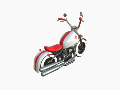 Motorcycle Cartoon A19 White Red - Custom Vehicle Design Low-poly 3D model
