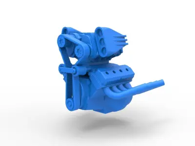 Engine V8 with double supercharger Version 7 Scale 1 to 25 3D print model
