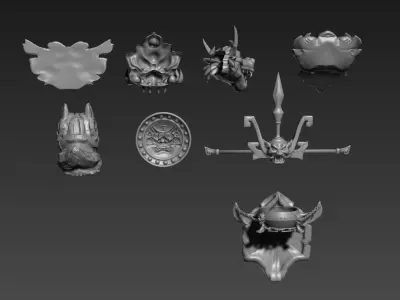 Antique dragon head monster mask 3D model