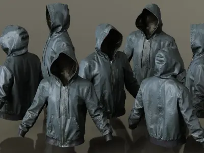 Mens Clothing Leather Jacket Hoodie Low-poly 3D model