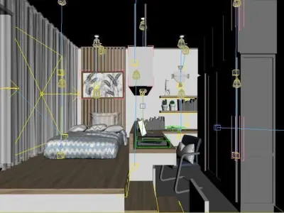 Kid Bedroom with Modern Japanese Interior Concept 3D model