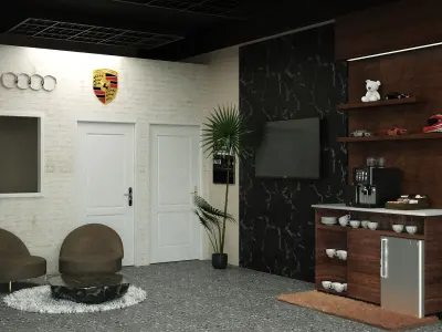 MODERN CARS WORKSHOP OFFICE 3D model
