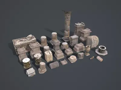 Roman Greek Objects Big Pack Low-poly 3D model