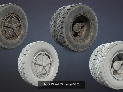 Truck Wheels Set 3D Model Pack