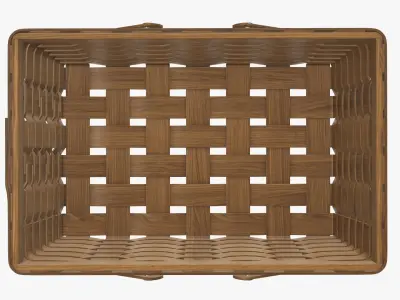 Wicker basket picnic with handles dark brown 3D model