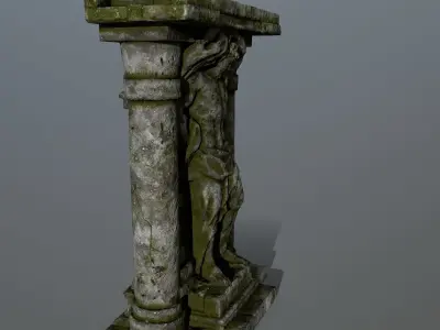 statue 2 stone column with Low-poly 3D model