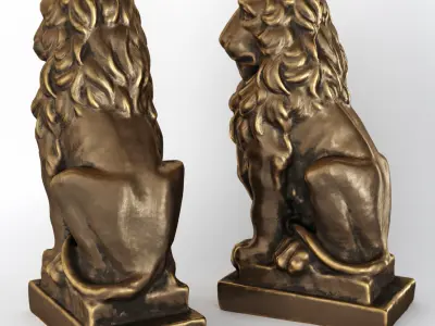 Lion sculpture bronze 3D model