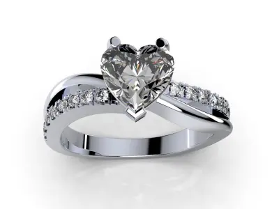 Engagement Ring Solitaire Model Ready For 3D Printing- CC92 3D print model