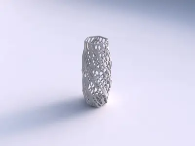 Vase twisted hexagon with faceted organic lattice 3D print model
