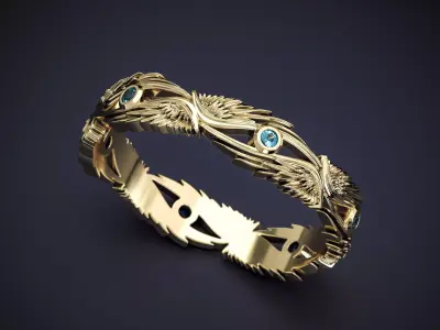 AN ELVEN RING WITH STONES 3D print model