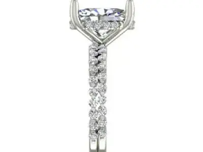 Classic Single Row Engagement ring and band Oval Center Diamond 3D print model