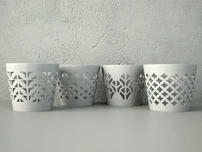 White Candle Holder Set 3D model