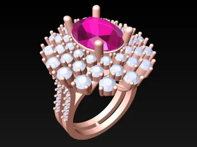 Oval Stone Ring - Womens Rings - N3971 3D print model